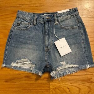 KanCan High Rise Distressed Denim Shorts